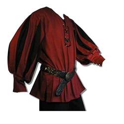 Inter-Moden Mittelalter Edles Hemd - Herren Landsknecht XL/rot/schwarz von Inter-Moden