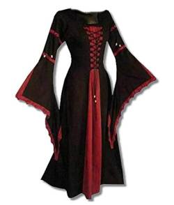 Inter-Moden Vampire - Damen Langes Gothic Kleid Almathia M/schwarz/rot von Inter-Moden