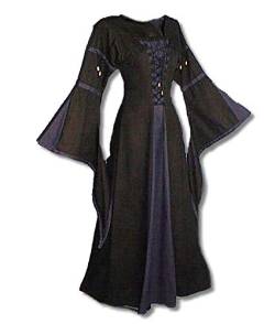 Inter-Moden Vampire - Damen Langes Gothic Kleid Almathia XL/schwarz/blau von Inter-Moden