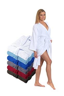 Interkontakt Bademantel Damen Frottee - S, M, L, XL, XXL - 100% Baumwolle OEKO-TEX® Zertifiziert - Bademantel Damen Baumwolle mit 2 Taschen, Gürtel (2 Schlaufen) und Schlaufe zum Aufhängen - M von Interkontakt