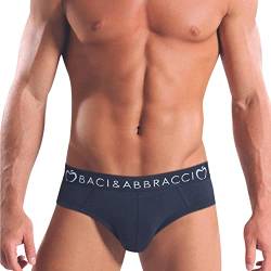 Baci & Umarmungen Set 6 Slips Herren Baumwolle Elastische Unterwäsche Herren Baumwolle Unterwäsche Herren Blau Schwarz Grau, BAO1103, XL von Intimitaly