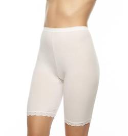 Intimitaly Cotonella Damen-Slip aus Baumwolle, lang, 2 Stück, aus bielastischer Baumwolle, mit hoher Taille, abnehmend, mit Beinen und Spitze, Weiß, L von Intimitaly