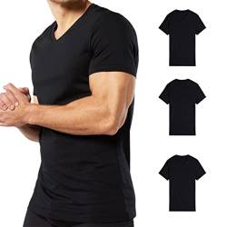 Irge Herren-Unterwäsche-Shirts, Baumwolle, V-Ausschnitt, 3 Stück, Baumwolle, Unterwäsche für Herren, kurze Ärmel, Weiß und Bunt, Schwarz, Medium von Intimitaly