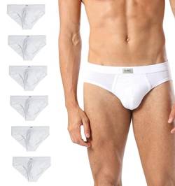 Liabel ® 6 Classic Herren Slip aus Baumwolle Unterwäsche ohne Etiketten, Cotton Stretch Essential (6 White Briefs, L) von Intimitaly