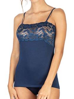 Intimo 2D Damen-Unterhemd aus Spitze und Schulterriemen aus Modal, blau, Medium von Intimo 2D