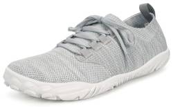 Intini Herren Damen Knit Barfußschuhe Weit Zehenbox Barfuss Schuhe Sneakers Minimalschuhe Hallenschuhe Zero-Drop Sohle Leichtes Bequeme Hell-grau 39 von Intini