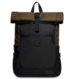 INVICTA ACT FOLD Rucksack aus nachhaltigem Stoff, Praktisch & Unisex Leicht, kompakt, mit Laptopfach & Rollup Funktion;Büro, Reise, Arbeit, Fahrrad Backpack, Daypack, italienisches Design moosgrün von Invicta