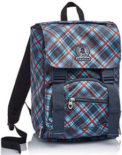 INVICTA Rucksack, Backpack für Schule, Uni & Freizeit, Erweiterbarer Schulranzen, Geräumige Schultasche für Teenager, Mädchen und Jungen, Extra Platz, blau, SQUARE TARTAN von Invicta