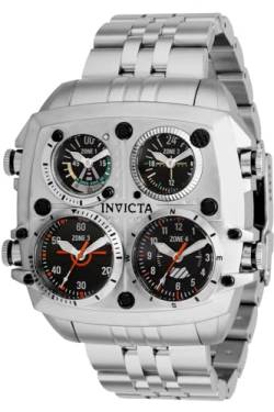 Invicta Herren 35198 Fliegerquarz-Multifunktions-Armbanduhr, schwarz, grün, orangefarbenes Zifferblatt von Invicta