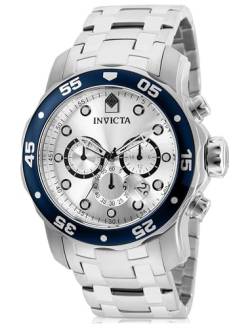 Invicta Herren-Armbanduhr 80058 Pro Diver Analog-Anzeige, Schweizer Quarz Silber, Silber, Armband von Invicta