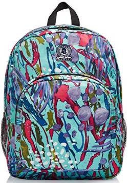 Invicta Rucksack, für Schule, Sport&Freizeit, Geräumige Schultasche für Teenager, Mädchen und Jungen, mit Trinkflaschenfach, Extra Platz, mehrfarbig, STRONG ABSTRACT JUNGLE von Invicta