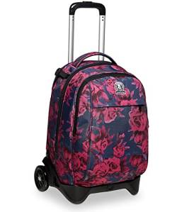 Invicta TROLLEY, Rucksack mit Trolleyfunktion, 3 in 1, Schulranzen mit Rollen, Abnehmbarer Rucksack, ab 1. Klasse, für Schule, Gymnasium, Reisen&Freizeit, Mädchen&Jungen, rosa, NEW TECH ROSES FANTASY von Invicta