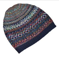 Invisible World Damen und Herren 100% Alpaka Wintermütze - Handgestrickte und warme Winter Beanie Mütze Abancay -Blau von Invisible World