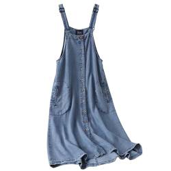 Inzegao Ärmelloses Straps-Kleid mit Tasche für Damen, verstellbarer Riemen, Sommer, weich, dünn, Midi-Kleider, Blau, Groß von Inzegao