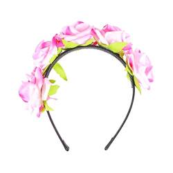 Ipetboom 1stk Halloween-kranz Rosa Stirnband Bandana Stirnband Floraler Kopfschmuck Haarbänder Floraler Haarreif Kopfschmuck Für Frauen Haarschmuck Die Blumen Rosen Braut von Ipetboom