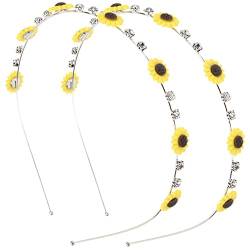 Ipetboom 2 Stück Sonnenblumen Stirnband Dünnes Haarband Dekoratives Stirnband Damen Kopfbedeckung Sonnenblumen Kopfbedeckung Dünnes Stirnband Metall Stirnband Haar Accessoire Für von Ipetboom