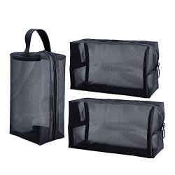 Ipetboom 3st Tragbare Toilettentasche Reisen Toilettenartikel-Organizer Kosmetische Zip Organizer Kosmetik Tasche Tasche Aufbewahrungstaschen Gittergewebe Reißverschluss von Ipetboom