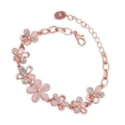 Ipetboom Damenarmbänder Armband Für Frauen Blumenarmband Armband Aus Roségold Roségoldenes Perlenarmband Armband Mit Blumenplattierung Kristallarmbänder Verlängerung Fräulein Mode von Ipetboom