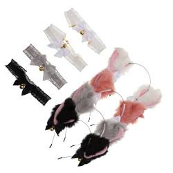 Ipetboom Haarband 16 Sätze Stirnband mit Katzenohren kuscheltier Spitzenkragen schmücken Requisiten Halsband Damen Halskette Stoff Deko von Ipetboom
