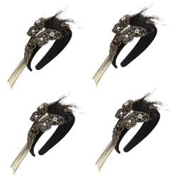 Ipetboom Haargummis 4 Stück Barockes Stirnband haarschmuck Barock- Kopfbedeckung Zubehör schmücken Braut Hühnerfedern Braut Kopfschmuck von Ipetboom