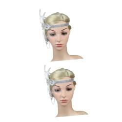 Ipetboom Kopfschmuck 2St haarschmuck Original Design Stirnband Kette Braut Weiß Haargummis von Ipetboom