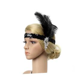 Ipetboom haarschmuck Stirnband Flapper Roaring 20s Stirnband Fascinator Stirnband- Teeparty - Party- Stirnband Gatsby Stirnb?nder für Frauen Feder Kopfbedeckung Damen von Ipetboom