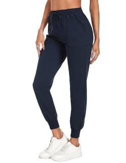 Irdcomps Jogginghose Damen Sporthose Lang Traininghose Baumwolle Sweatpant High Waist Freizeithose Damenhose Relaxhose Frauen Jogger für Laufen Sport Yoga mit Taschen Blau M von Irdcomps