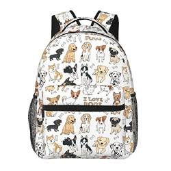 Niedlicher Rucksack mit Hundemotiv und Tiermotiven, stilvoll, lässig, für Damen, personalisierbar, Laptop-Rucksäcke mit mehreren Taschen, Computer-Tagesrucksack für Arbeit, Business, Reisen, Siehe von Ireser