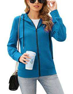 Irevial Damen Hoodie Sweatshirt, Weiche Warme Hoodie Fronttasche Pullover mit Kapuze for Teenager-Studenten Blau - Gr.M von Irevial
