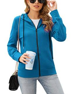 Irevial Damen Irevial Dames sweatjack met capuchon rits Jack Basic effen Blauw small Hoodie, Blau, S EU von Irevial