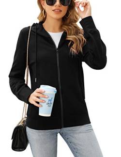 Irevial Damen Sweat À Capuche Sportif Pour Femme Hooded Sweatshirt, Noir, XL von Irevial