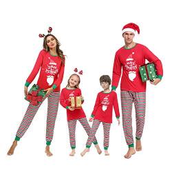 Irevial Kind Irevial Weihnachten Familie Schlafanzug Outfit Nachtwäsche Pajama Set, Kind-rot, S EU von Irevial