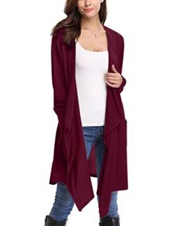 Irevial Strickjacke Damen Lang Cardigan Feinstrick Jacke Frühling Herbst Outerwear von Irevial