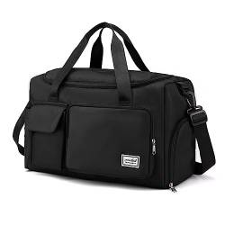 Sport-Turnbeutel, Seesack mit Schuhfach, Weekender-Reisetasche für Damen (Black) von Irfora