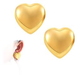 Irikdescia 1 Paar Ohrringe, Herzförmige Ohrringe, Vergoldeter Klobiger Creolen-Stil, Stilvolle Große Herz-Statement-Ohrringe, für Verschiedene Anlässe, für Frauen (Gold) von Irikdescia