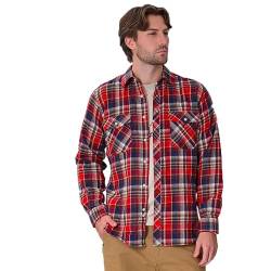 Iris Sprite Herren Hemd Kariert Flanellhemd Freizeithemd Casual Langarmshirt Holzfällerhemd(M513-Mehrfarbig Rot,XL) von Iris Sprite