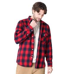 Iris Sprite Herren Hemd Kariert Flanellhemd Freizeithemd Casual Langarmshirt Holzfällerhemd(M516-Rot Navy, S) von Iris Sprite