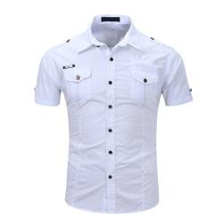 Iris Sprite Herren Hemd Kurzarm Baumwolle Outdoor Freizeithemd für Männer (Weiß, M) von Iris Sprite