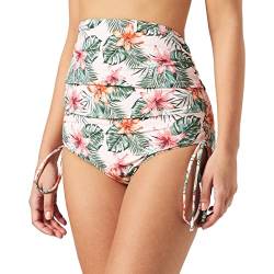 Iris & Lilly Damen Bikinihose mit hoher Taille, Rosa Tropische Blumen, 40 von Iris & Lilly