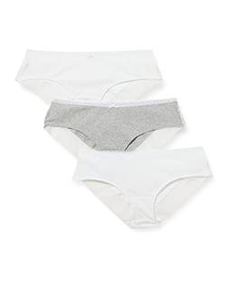 Iris & Lilly Damen Shorts aus Baumwolle, 3er-Pack, Kalkgrau/Weiß, 40 von Iris & Lilly
