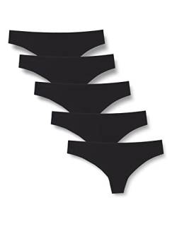 Iris & Lilly Damen Tanga-Unterwäsche nahtlos, 5er-Pack, Schwarz, 38 von Iris & Lilly