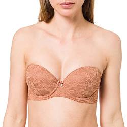 Iris & Lilly Damen Trägerloser BH Spitze, Dunkelbeige, 75C von Iris & Lilly