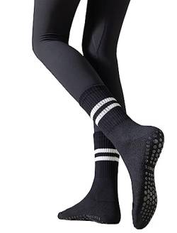 Damen Pilates Grip Socken rutschfeste Yoga-Socken mit Griffen Barre Krankenhaus Athletic Socken für Frauen, 1 Packung schwarz, 37-42 EU von Irisbear