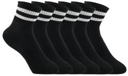 Irisbear Damen Crew-Socken, gepolstert, Baumwolle, gestreift, Viertelsocken, Vintage, Retro, Laufen, Wandern, 6 Paar, Schwarz, 37.5-42 EU von Irisbear