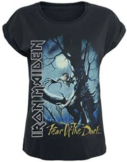Iron Maiden Fear of The Dark Frauen T-Shirt schwarz/Used Look L 100% Baumwolle Band-Merch, Bands von Iron Maiden