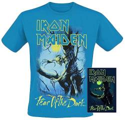 Iron Maiden Fear of The Dark - Glow In The Dark Männer T-Shirt blau L 100% Baumwolle Band-Merch, Bands von Iron Maiden