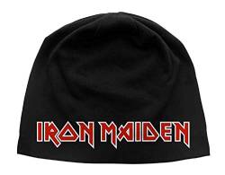 Iron Maiden Mütze Beanie Cap Classic Vintage Band Logo offiziell Schwarz Jersey One Size von Iron Maiden