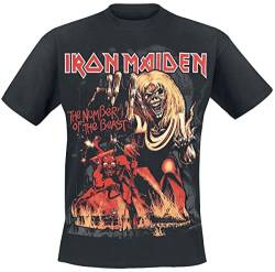 Iron Maiden Number of The Beast Graphic Männer T-Shirt schwarz 4XL 100% Baumwolle Band-Merch, Bands von Iron Maiden
