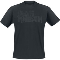 Iron Maiden T-Shirt - Black On Black Logo Stacked - S bis 4XL - für Männer - Größe 3XL - schwarz  - Lizenziertes Merchandise! von Iron Maiden