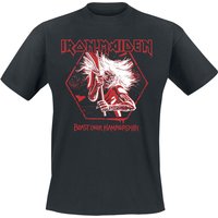 Iron Maiden T-Shirt - Hexagon Crop Red - S - für Männer - Größe S - schwarz  - Lizenziertes Merchandise! von Iron Maiden